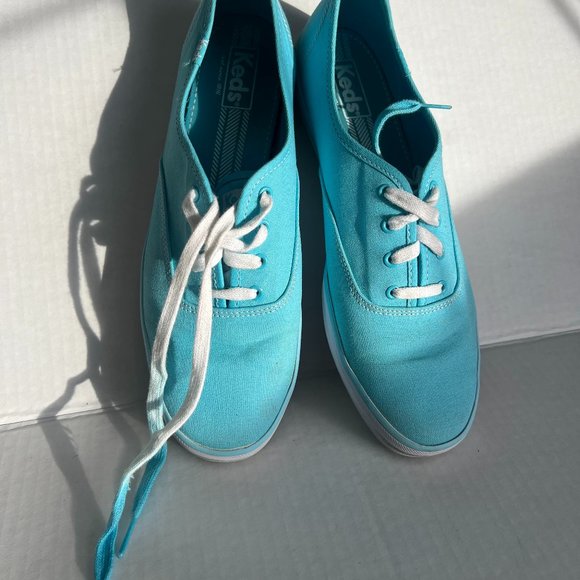 Keds Canvas Lace Ups in Sky Blue - Picture 1 of 8